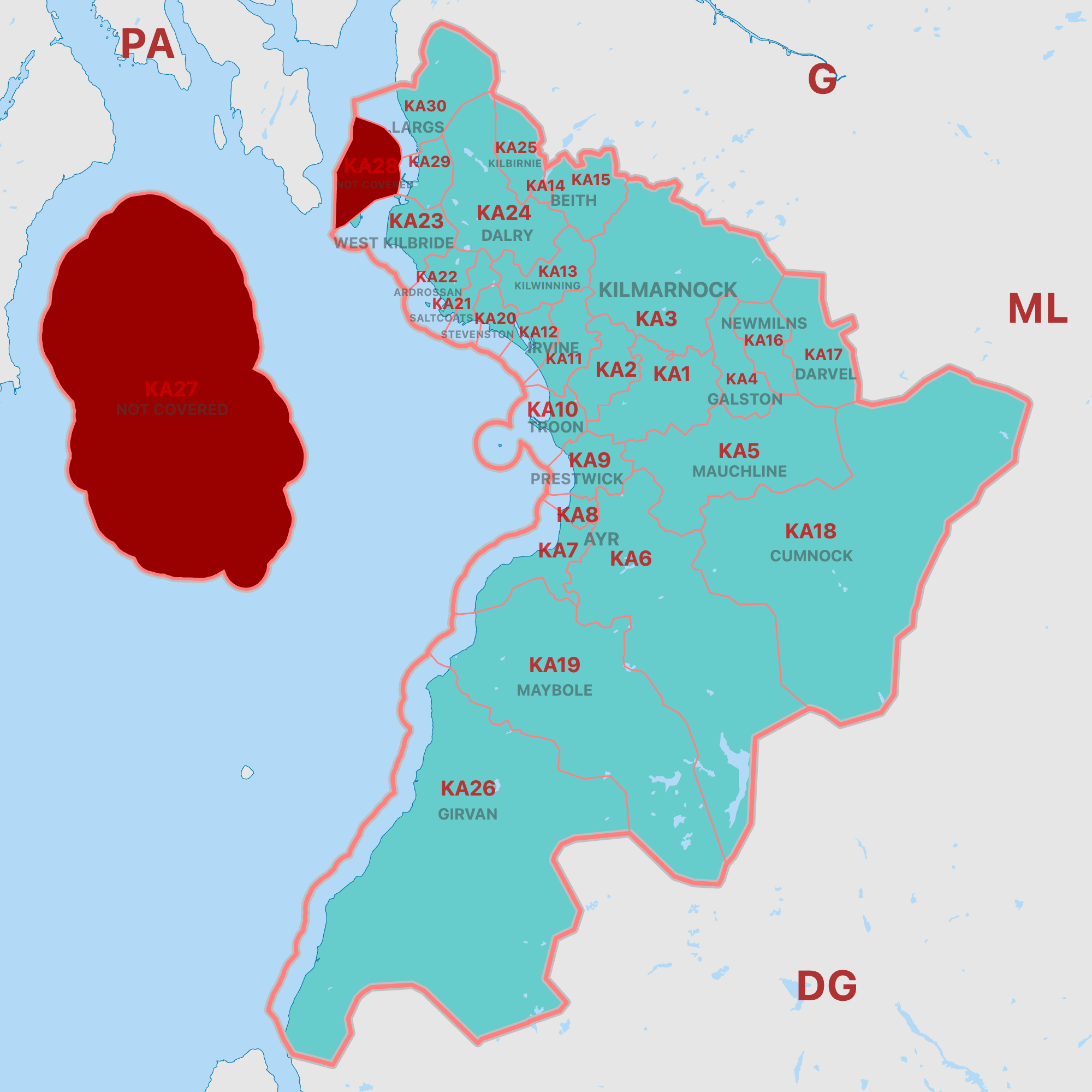 Ayrshire Service Coverage Map